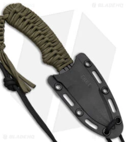 CRKT Crawford Thunder Strike Neck Knife Green Paracord (2.8" Black) 2032 -CRKT Knives Shop CRKT Crawford Thunder Strike Neck Green Paracord Black BHQ 27278 jr sheath
