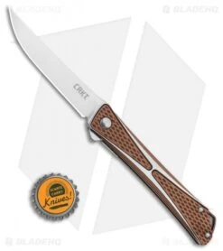 CRKT Crossbones Liner Lock Knife Bronze Aluminum (3.5" Satin) 7530B -CRKT Knives Shop CRKT CrossboneS Liner Lock Knife Bronze 3.5in Satin 7530B BHQ 113910 LS Bottlecap