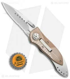 CRKT Elishewitz E-Lock Folding Knife Bronze (3.9" Satin Serr) 7333 -CRKT Knives Shop CRKT Elishewitz E Lock bronze satin serr 7333 BHQ 0477 er size